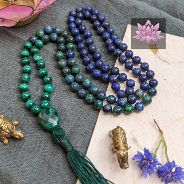 ~ Seelendeuter-Mala ~ Malachit, Lapislazuli & Chrysokoll